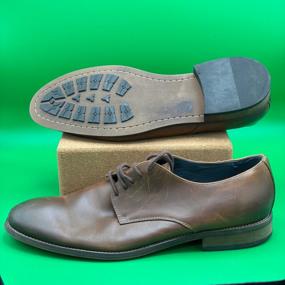 Blake McKay York Oxford Mens 10.5 Brown Leather Plain Toe Derby Dress Shoes